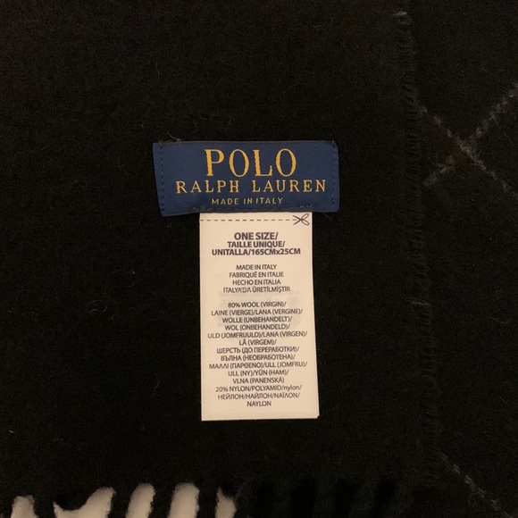 Unisex Polo Ralph Lauren Black Windowpane Scarf - Picture 3 of 5